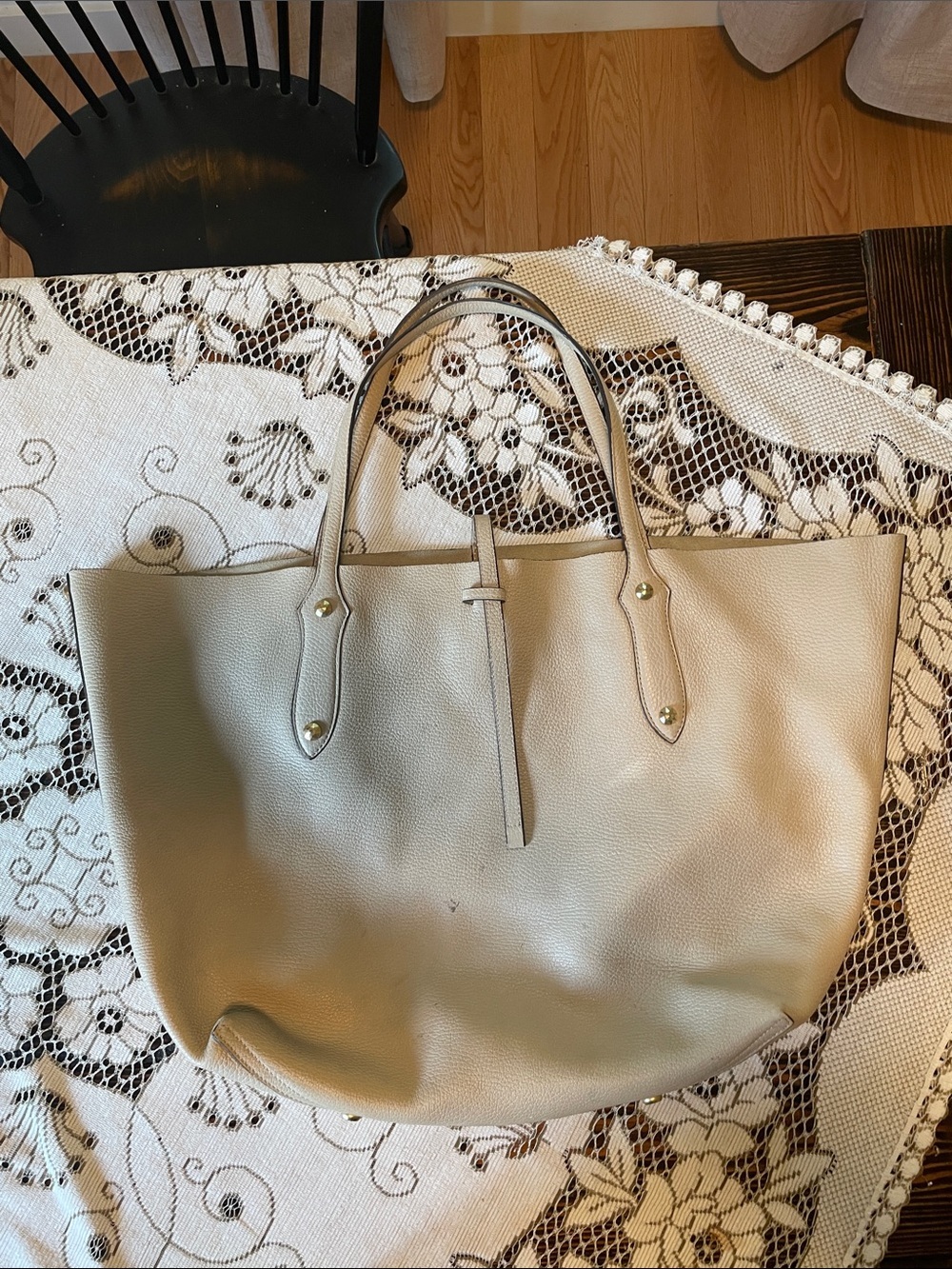 Annabel Ingall Slouchy Pebbled Leather Tote in Light Taupe